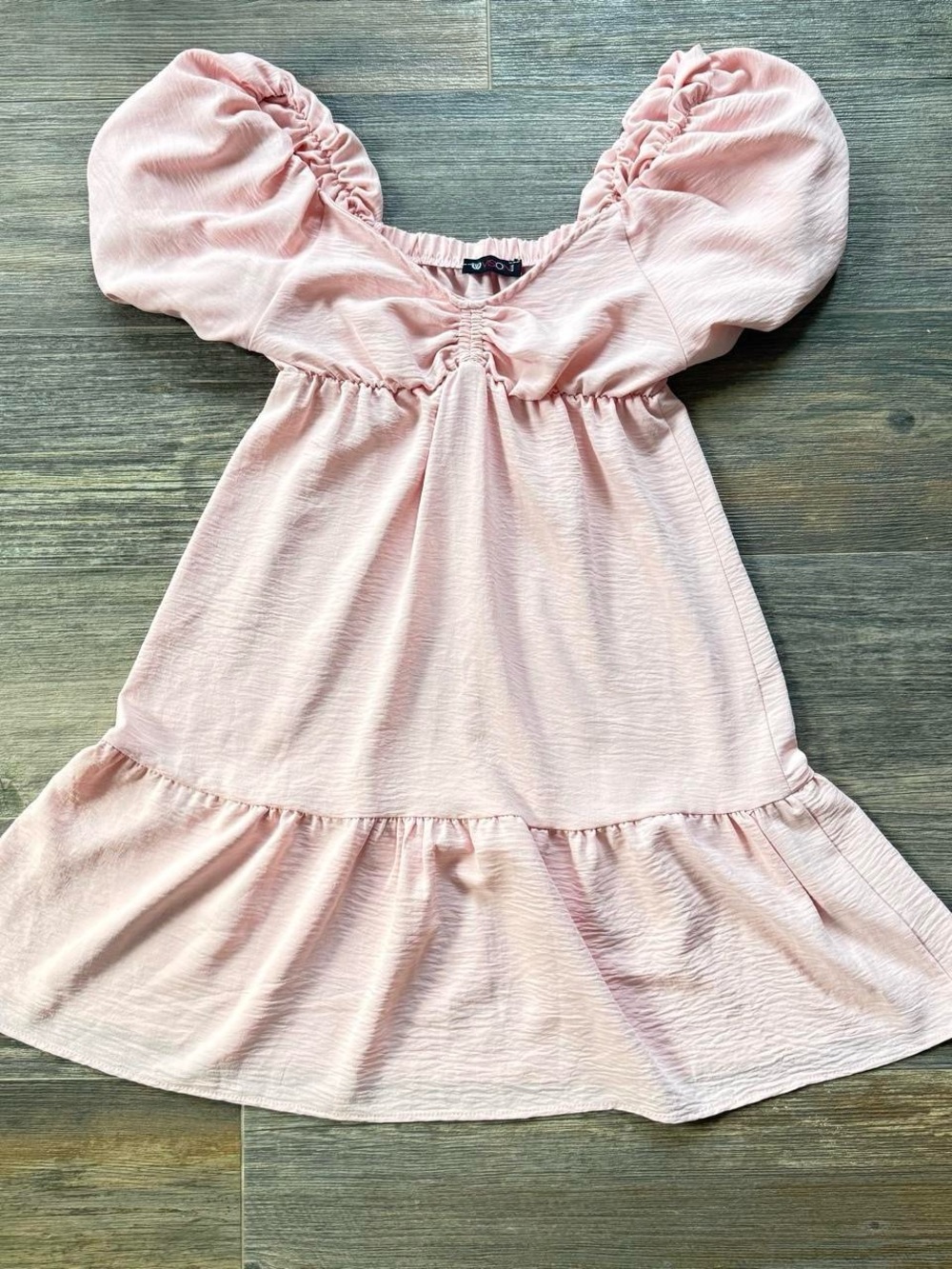Light Pink Puff-Sleeve Mini Dress — Women's